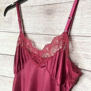 Vintage Bari Women's Maroon Lace Slip Nightgown Dress